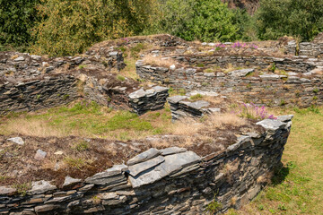 Houses of the archaeological site of the hillfort of Coaña, Asturias. Spain