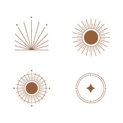 Set of minimal boho linear symbols. Vector design collection for logo design, social media posts, stories. Branding.