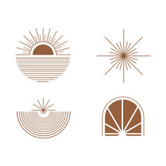 Set of minimal Bohemian Linear symbols. Vector design collection for logo design, social media posts, stories. Branding.