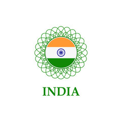 The flag of India is round with a pattern. India flag symbol design. Indian flag vector illustration