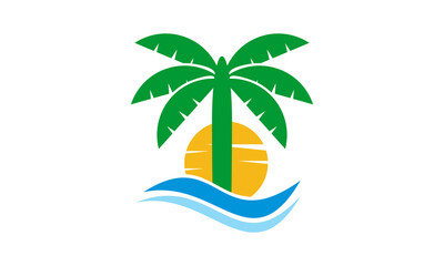 Fototapeta na wymiar beach palm vector logo