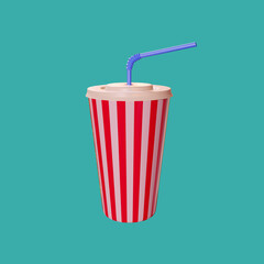 3d rendering of a glass with a lid and a straw
