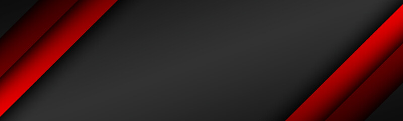 Abstact red line vector banner. Overlap layers on black background with free space for your design. Modern header
