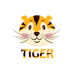 Funny tiger illustration. Design tigress symbol. Perfect for T-shirt, poster, textile, print and greeting card. Vector illustration for decor and design.