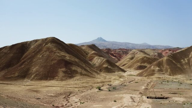Aerial view of Rainbow Hills in Igdir. 4K Footage in Turkey