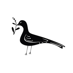 Bird holding an olive branch as sign of peace vector icon for apps and websites. Dove holding branch. vector illustration