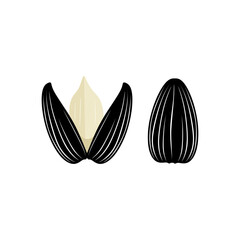 Vector sunflower seeds.
Close-up of delicious black sunflower seeds isolated on white background.