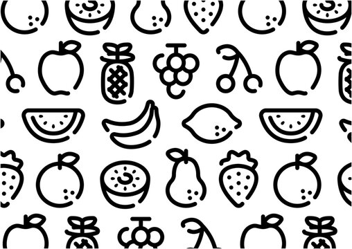Fruits icon pattern background for graphic design.A-size horizontal.