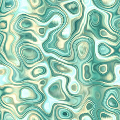 Washed teal wavy blur water reflection melange seamless pattern. Aquarelle effect ashion fabric for coastal nautical blotchy wallpaper background.. Dyed washed with blurry gradient tile able swatch.