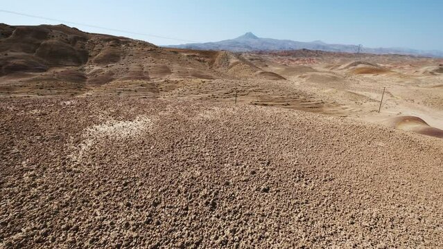 Aerial view of Rainbow Hills in Igdir. 4K Footage in Turkey