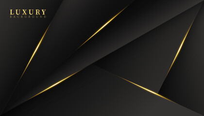 Modern gradient dark black with golden shiny lines background