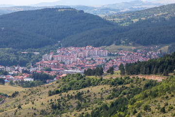 Fototapeta na wymiar Panorama of Pljevlja city, town and citi municipality in Northern Montenegro
