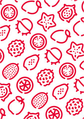 Tropical fruits pattern background for graphic design.A-size vertical.