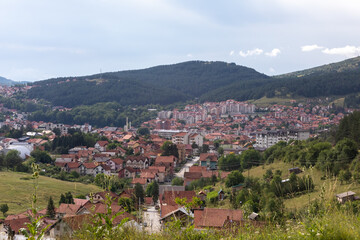 Panorama of Pljevlja city, town and citi municipality in Northern Montenegro