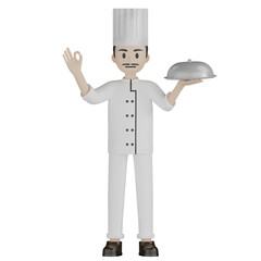 3d chef with tray