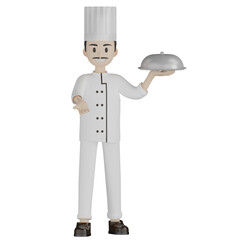 3d chef with tray