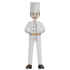 3d chef with tray