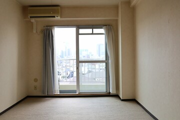 The scenery seen from the window of a vacant studio apartment.Sendai City, Miyagi Prefecture Japan August 2022.