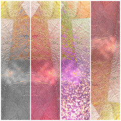  gold bronze silver patina  vintage pastel colorful  leather ,paper ,fabric art folium pink blue yellow silver  texture background template abstract collage 
