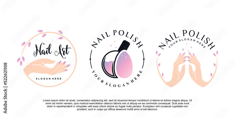 Wall mural set of nail polish icon logo with creative element and modern concept premium vector part 4