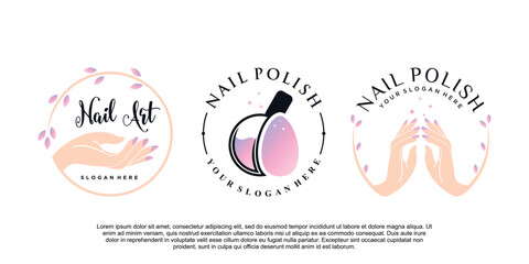 Set of nail polish icon logo with creative element and modern concept Premium Vector part 4