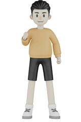 3d boy in a shirt with laptop