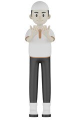 3d Muslim man in white clothes