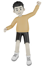 3d boy in a shirt with laptop