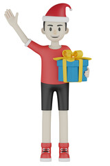 3d child with christmas gift