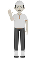 3d Muslim man in white clothes