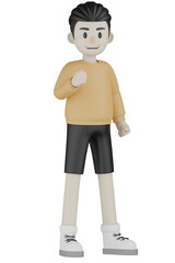 3d boy in a shirt with laptop