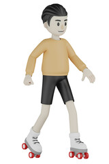 3d boy in a shirt with laptop