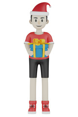 3d child with christmas gift