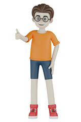 man in orange clothes with glasses