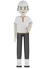 3d Muslim man in white clothes