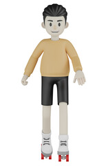 3d boy in a shirt with laptop