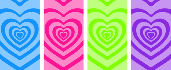 Heart Geometric Hypnosis Abstract Backgrounds. Lovely Vibes Posters Design.y2k Illustration.