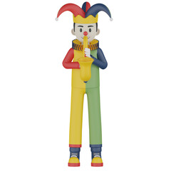 3d funny clown with balloon