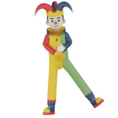 3d funny clown with balloon