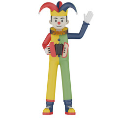 3d funny clown with balloon