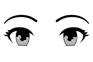 Colorful eyes collection isolated on white, modern design, Cartoon woman eyes and eyebrows with lashes. Isolated vector illustration. Can used for T-shirt print, poster and cards. cartoon anime eyes