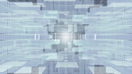 Fototapeta premium 線と立方体のデジタル抽象イラスト