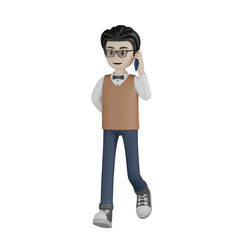 3d man with glasses and a bag