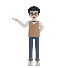 3d man in brown suit