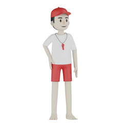 3d man  with a red whistle
