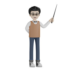 3d man with glasses and a bag