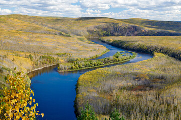 Obraz premium Autumn Fairy dragon Bay landscpe in Mohe city Heilongjiang province, China.