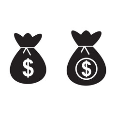 Money bag sack set icon symbol	