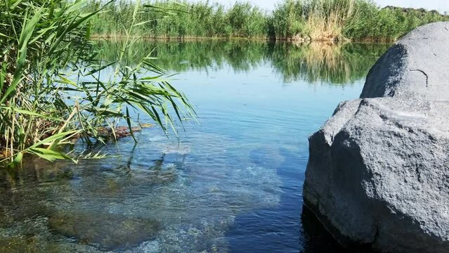 View of Karasu Marshes in Igdir. 4K footage in Turkey