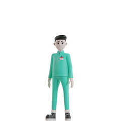 3d doctor with green uniform